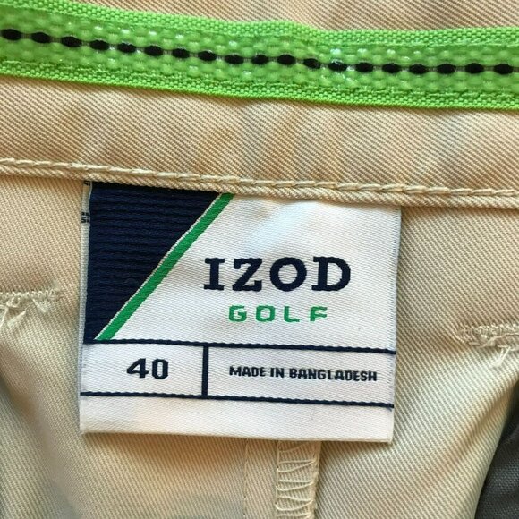Izod Men's Flat Front Bermuda Golf Shorts Sz 40 in Light Tan Activewear Outdoors - Picture 8 of 13